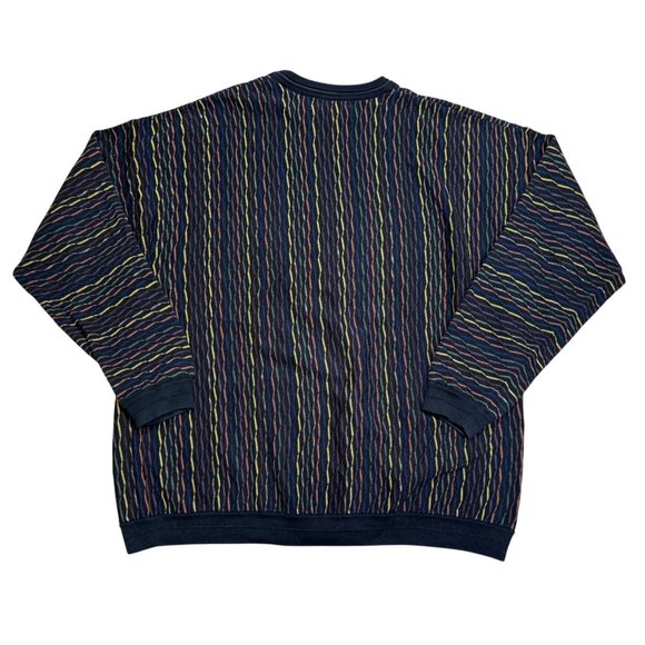 Y2K Pronto Uomo Multicolor Striped Knit Sweater Xl Mens Textured Cotton Pullover - Picture 2 of 5